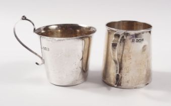 TWO SILVER CHRISTENING MUGS