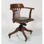 EDWARDIAN OAK REVOLVING DESK CHAIR