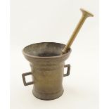 18TH-CENTURY BRONZE PESTLE AND MORTAR