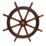 19TH-CENTURY METAL BOUND SHIP'S WHEEL