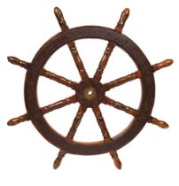 19TH-CENTURY METAL BOUND SHIP'S WHEEL