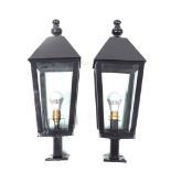 PAIR OF CAST IRON GARDEN LIGHTS