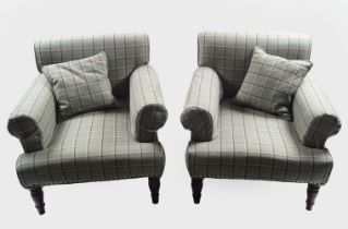 MODERN TARTAN UPHOLSTERED ARMCHAIR