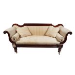 WILLIAM IV MAHOGANY LIBRARY SETTEE