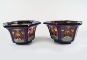 PAIR OF CHINESE GLAZED POTTERY JARDINIERES