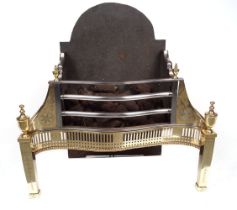 NEO-CLASSICAL STEEL AND BRASS FIRE BASKET