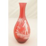 19TH-CENTURY CRANBERRY MARY GREGORY GLASS VASE