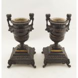 PAIR OF 19TH-CENTURY BRONZE URNS