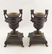 PAIR OF 19TH-CENTURY BRONZE URNS