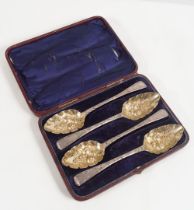 SET OF 4 SILVER BERRY SPOONS