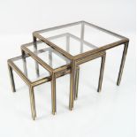 ITALIAN MID-CENTURY BRASS NEST OF TABLES