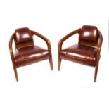 PAIR OF DESIGNER LEATHER CLUB CHAIRS