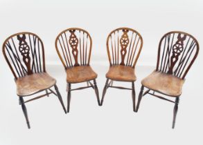 SET EIGHT 19TH-CENTURY ELM HOOPED BACK CHAIRS