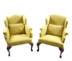 PAIR DUBLIN WING-BACKED ARMCHAIRS