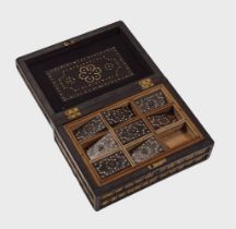 ANGLO-INDIAN EBONY & PORCUPINE GILT BOX