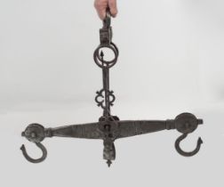 LARGE 18TH-CENTURY FORGED IRON BALANCE SCALES