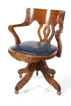 EDWARDIAN OAK REVOLVING DESK CHAIR