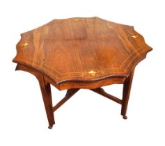EDWARDIAN ROSEWOOD & MARQUETRY COFFEE TABLE