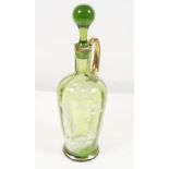 MARY GREGORY GREEN GLASS DECANTER