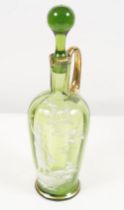 MARY GREGORY GREEN GLASS DECANTER