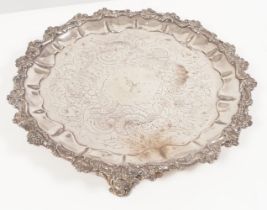 GEORGE III CRESTED SHEFFIELD PLATE SALVER