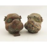 PAIR OF 19TH-CENTURY BRONZE AMORINI MASKS