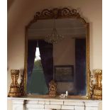 LARGE 19TH-CENTURY GILT FRAMED OVERMANTLE MIRROR