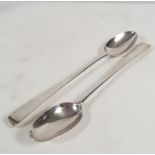 PAIR OF LARGE LIMERICK SILVER SERVING SPOONS