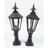 PAIR OF CAST IRON GARDEN LIGHTS