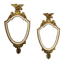 PAIR OF EDWARDIAN GILT AND PAINTED PIER MIRRORS
