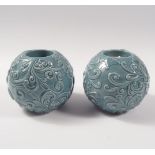 PAIR CERAMIC CANDLEHOLDERS