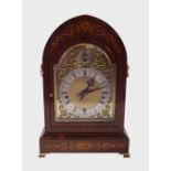 EDWARDIAN ROSEWOOD AND MARQUETRY BRACKET CLOCK