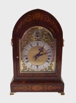 EDWARDIAN ROSEWOOD AND MARQUETRY BRACKET CLOCK