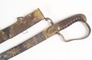 GEORGE III OFFICER'S SWORD & LEATHER SCABBARD