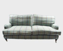 LARGE MODERN TARTAN UPHOLSTERED SETTEE