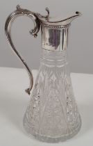 SILVER MOUNTED CRYSTAL CLARET JUG