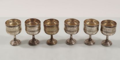 SET OF 6 STERLING SILVER WINE GOBLETS