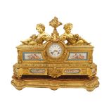 LARGE 19TH-CENTURY SEVRES & ORMOLU MANTEL CLOCK