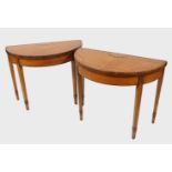 PAIR SHERATON STYLE SATINWOOD TEA TABLES