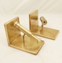 PAIR NOVEL BRASS BOOK ENDS