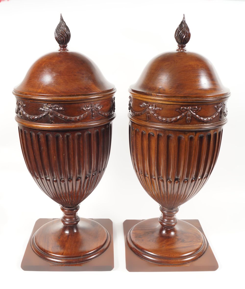 PAIR 19TH-CENTURY HEPPLEWHITE KNIFE URNS