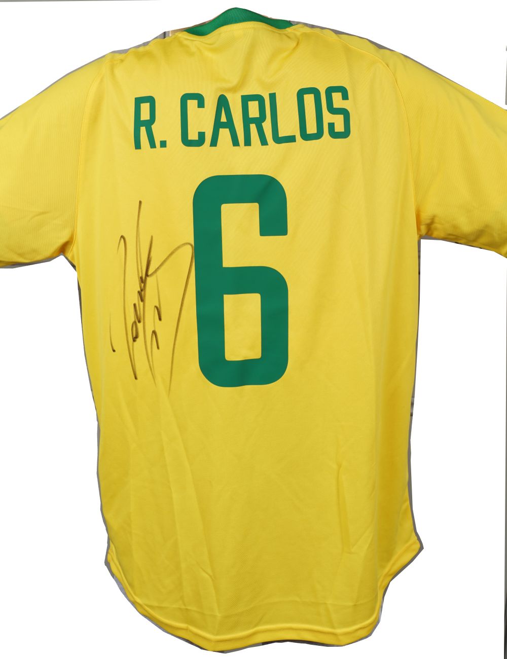 ROBERTO CARLOS SIGNED 2000 BRAZIL RETRO JERSEY - Image 2 of 3