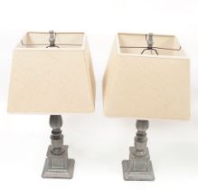 PAIR VERDIGRIS PATINATED TABLE LAMPS