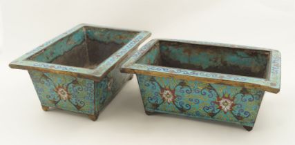 PR CHINESE QING CLOISONNE & ENAMELLED JARDINIERES