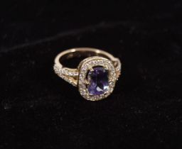 TANZANITE AND MOISSANITE CLUSTER RING