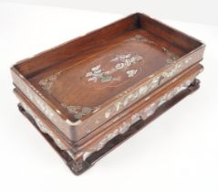 CHINESE MOTHER O'PEARL INLAID SCHOLAR'S TABLE TRAY