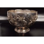 LARGE ART NOUVEAU STERLING SILVER PUNCH BOWL