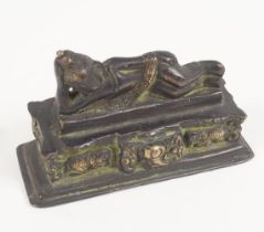 18TH-CENTURY BRONZE SARCOPHAGUS MINIATURE