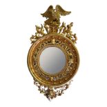 REGENCY CARVED GILT WOOD CONVEX MIRROR