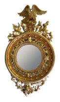 REGENCY CARVED GILT WOOD CONVEX MIRROR